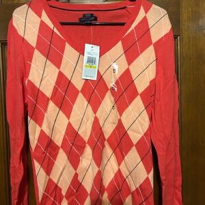 Tommy Hilfiger Pink and Cream Argyle Sweater